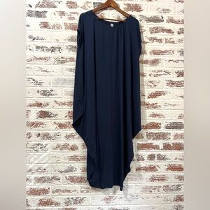 Kaftan Style Tunic Dress Rayon Spandex Asymmetrical Hem Flowing XS Oversized